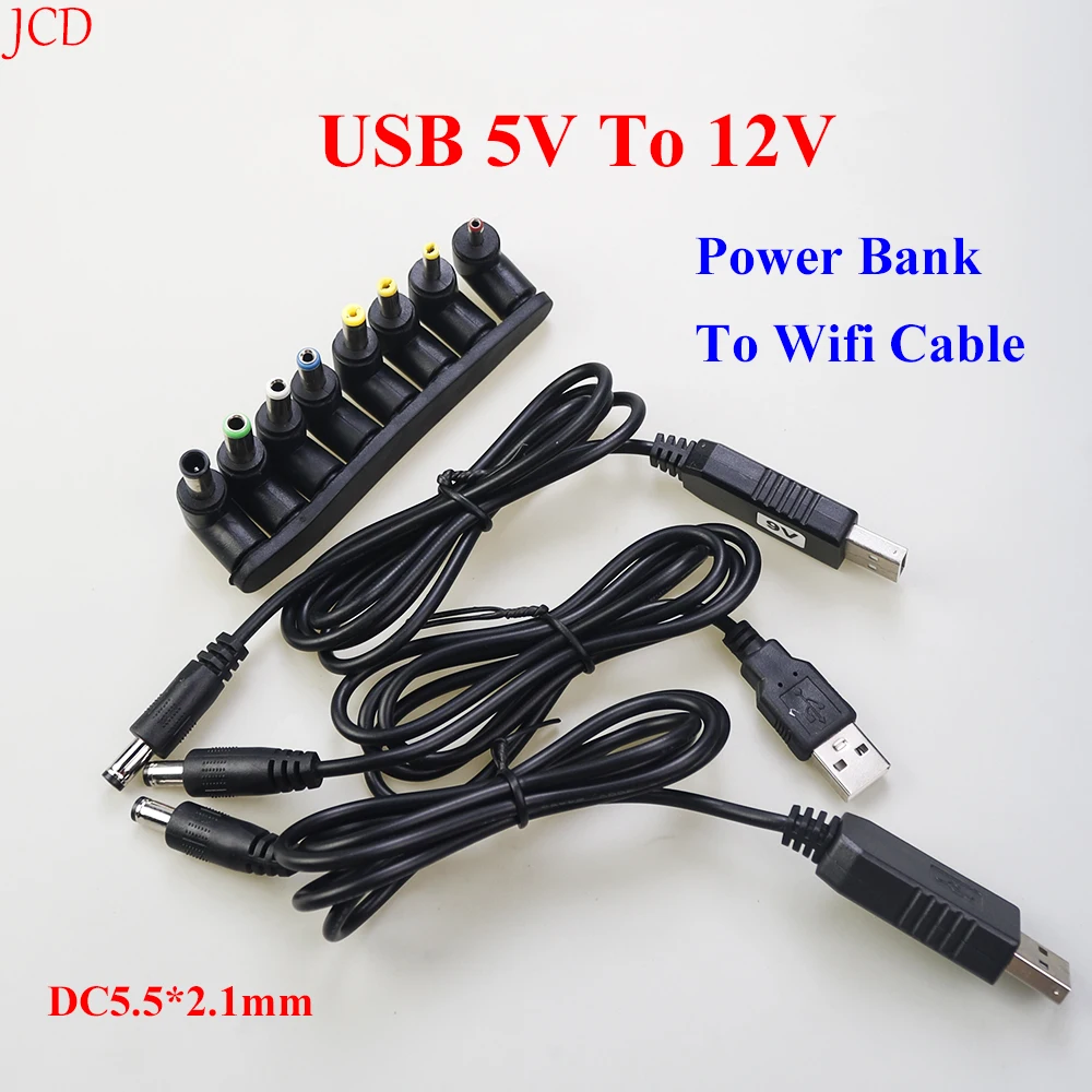 USB to DC Power Cable 5V To 12V Boost Converter 8 Adapters USB to DC Jack Charging Cable for Wifi Router Mini Fan Speaker