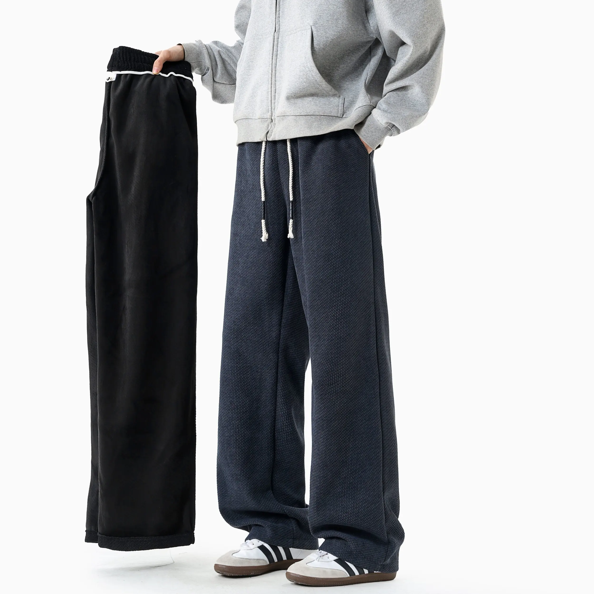 

Loose Men's Spor Autumn Pants Casual Straight Leg Sweatpants Youthful Vitali Sle Polyester Fiber Warm Winter Trousers