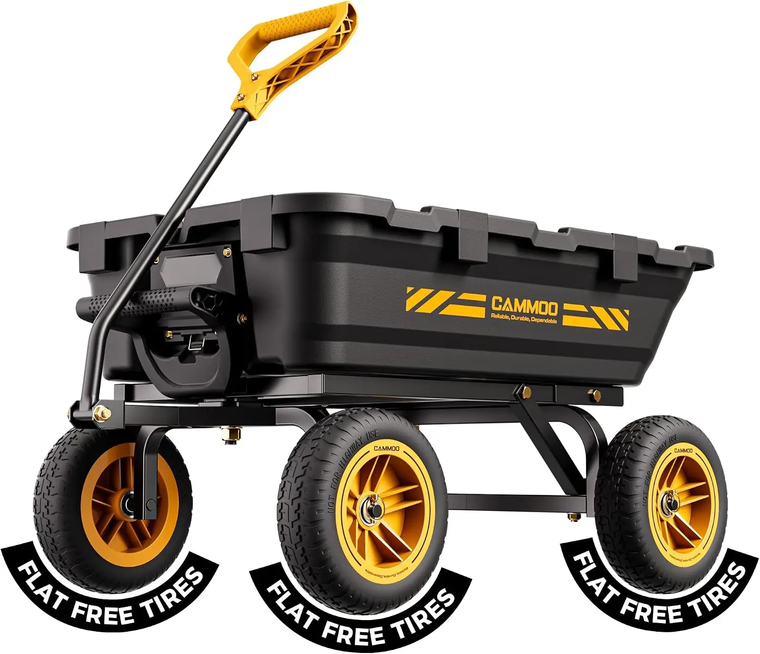 10-in NO-Flat Tires 900lb Garden Dump Cart Wheelbarrow Garden Wagon Black Garden Cart DIY Expandable Bed Holds over 4