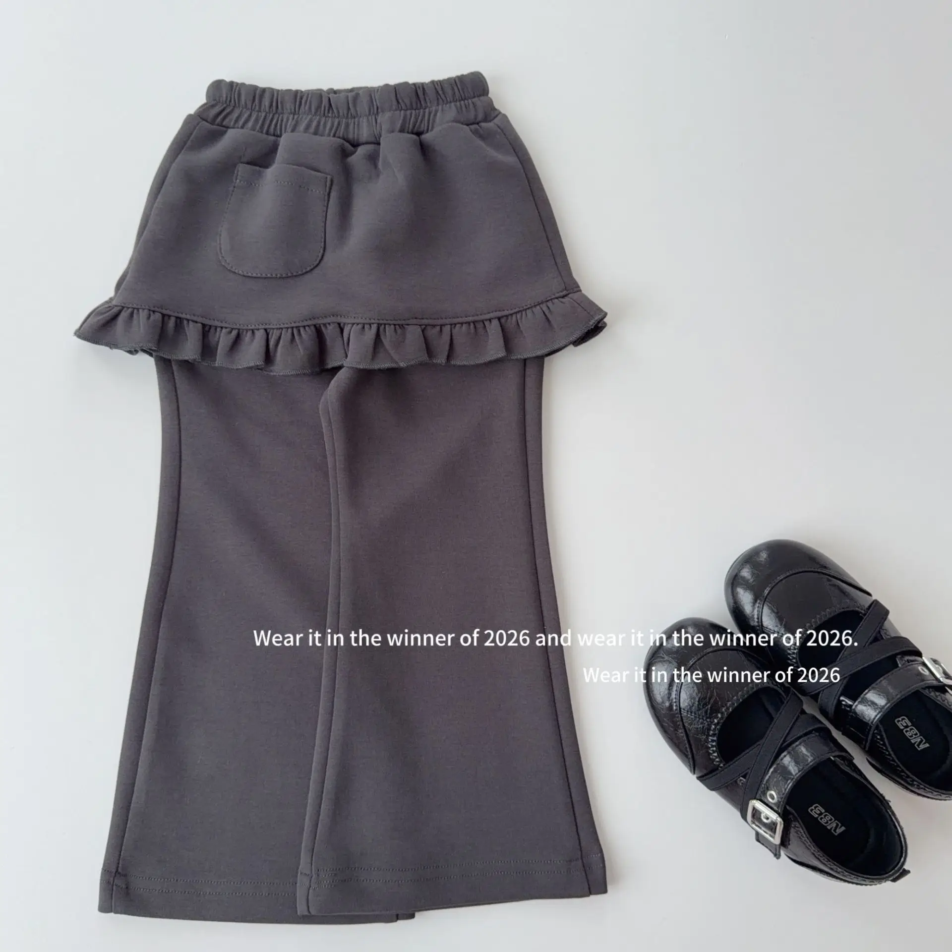 Girls Pants 2026 Autumn and Winter New Childrens Clothing Korean Style Girl Baby Temperament False Two Fart Curtain Bell Bottoms