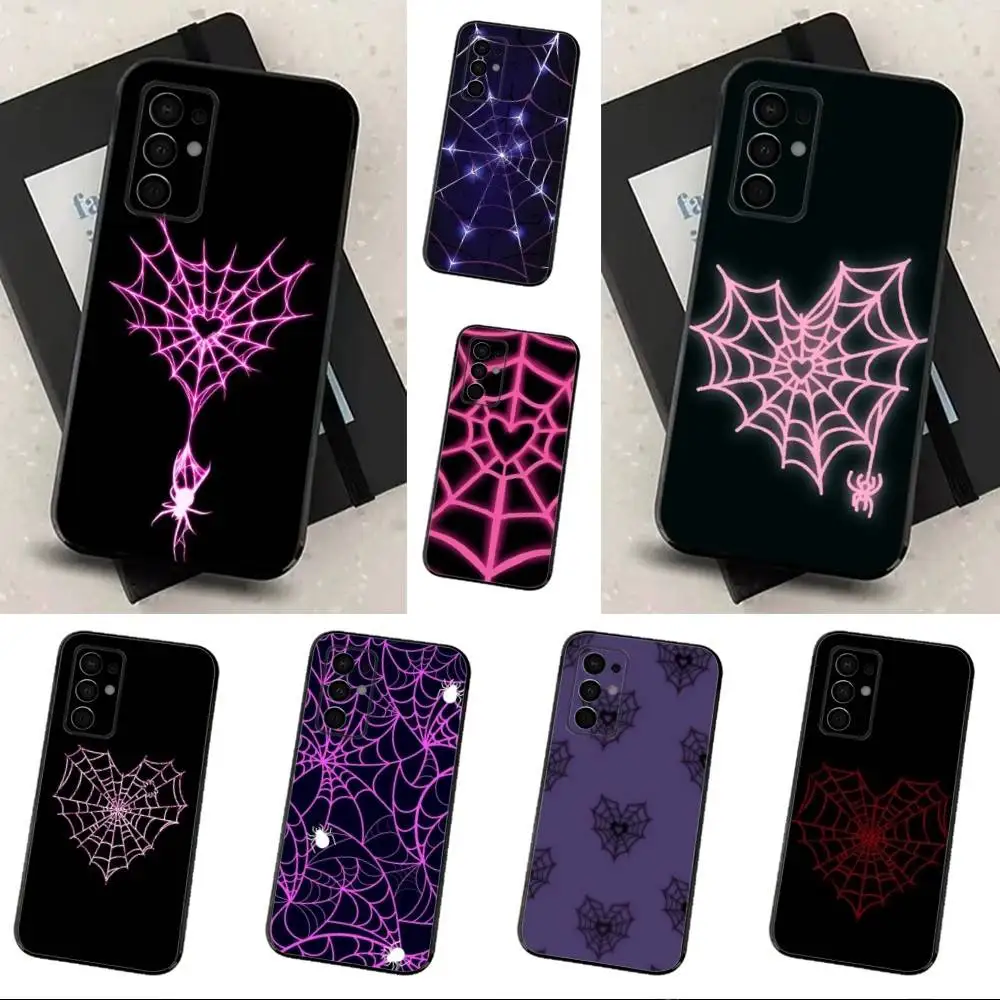 

Heart Spider Web Cool Phone Case For Samsung Galaxy A91,A80,A73,A72 ,A71,A53A52,A32 ,A31A22,A21s,A20,Black Cover
