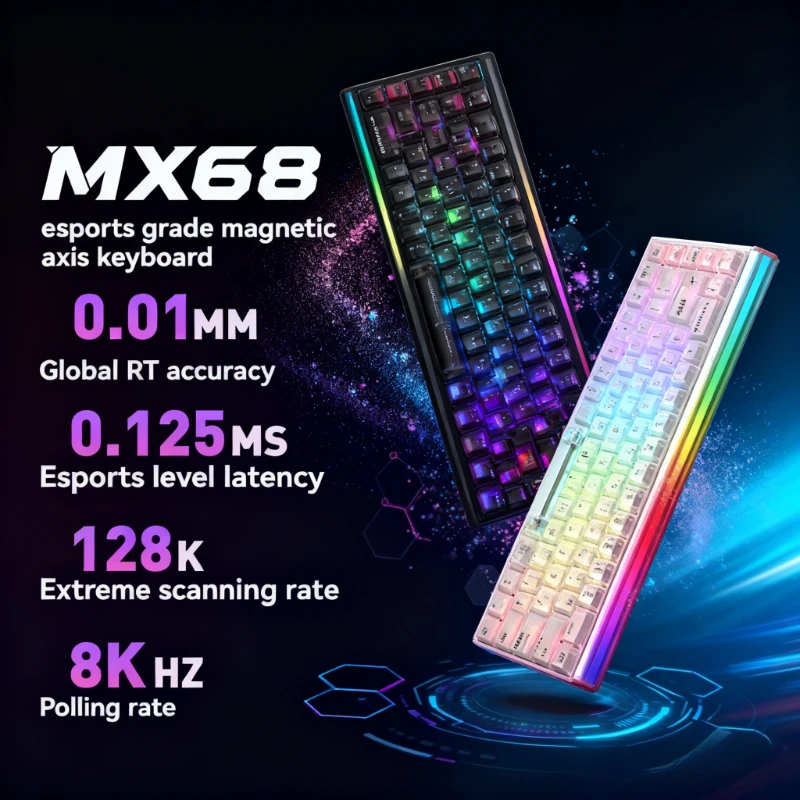 

MX68 Magnetic Switch Keyboard Wired Customized RGB Hot Swappable 8K Return Rate RT0.01 Gasket Ergonomic Esports Gaming Keyboard