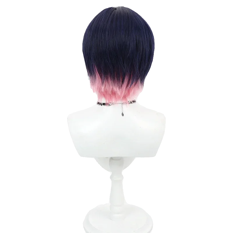 Game Valorant Clove Cosplay Wig Black Highlights Pink Short Wigs Heat Resistant Synthetic Hair Party Costume Wigs   Wig Cap