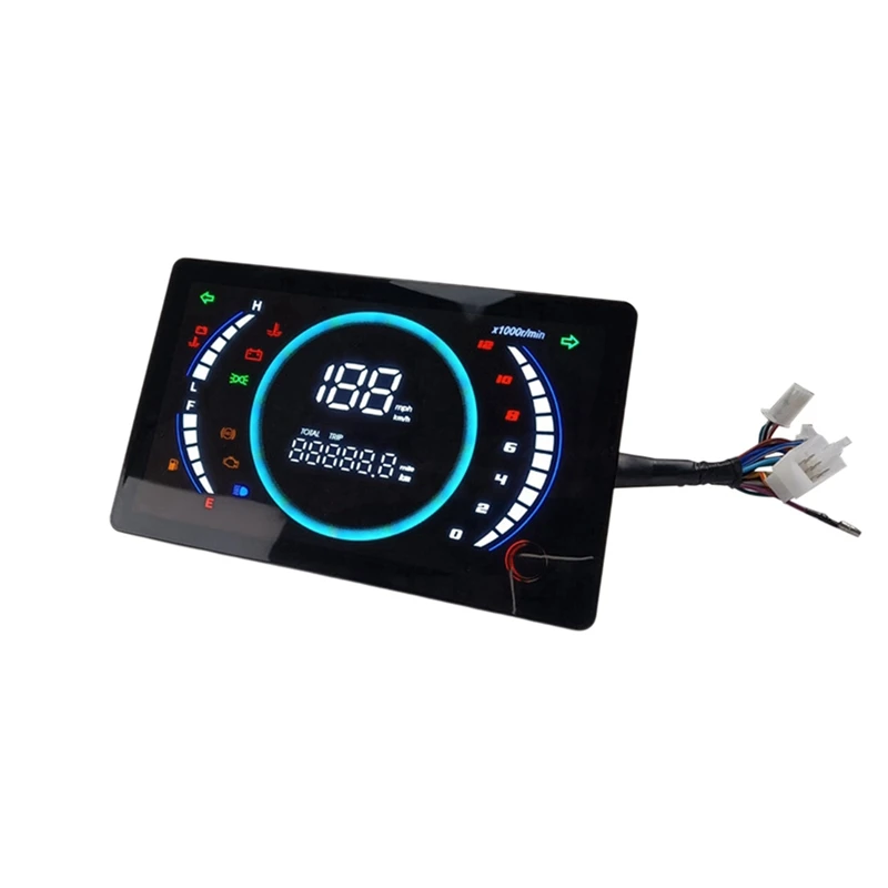 12V Universal Adjustable LED Digital Motorcycle Speedometer RPM Dashboard With Temperature Gear 199Km/H