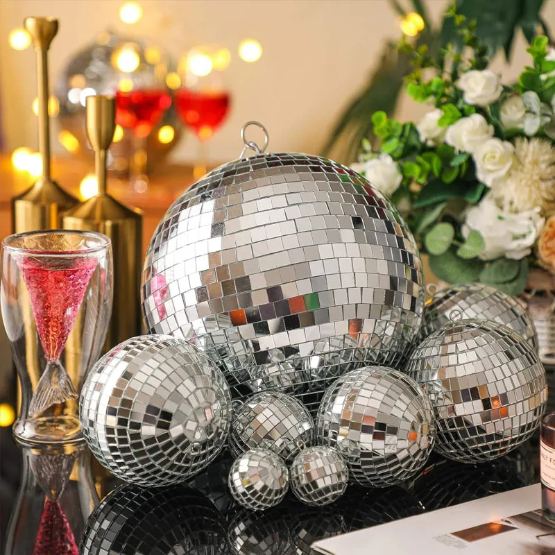 Big Home Party Decorations Bar Dj Reflection Colorful Mirror Ball Silver Mirror Disco Ball Stage Glass Reflective Disco