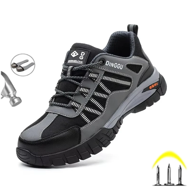 Fashion New Men Safety Shoes Work Boots Insulation 6KV Indestructible Wear Resistant Non-slip Male Sneakers Footwear