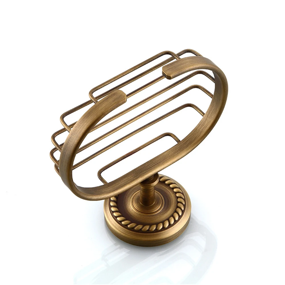 

Soap Holder Mounted Vintage Basket Solid Brass Soap Holder Shelf Drainage Tray Corrosion Resistant Easy Install