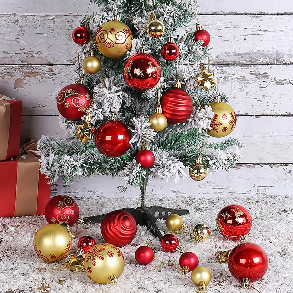 44pcs Christmas Decorations Balls 2024 Xmas Ornament Ball Xmas Tree Hanging Pendants Home Decor 2025 New Year Gifts Navidad