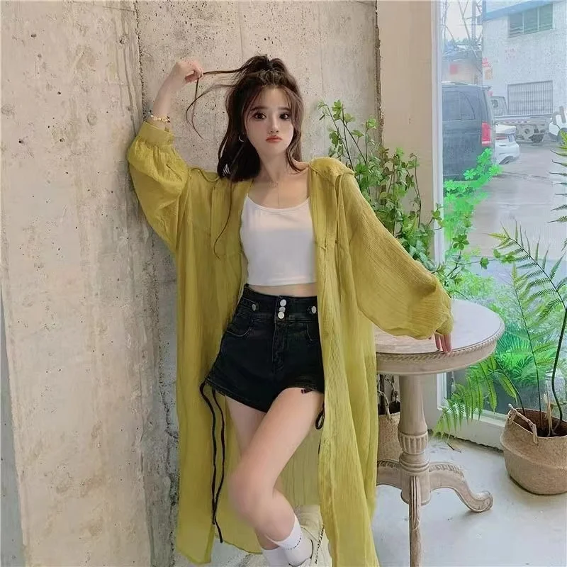 Summer Lengthen Oversized Sunscreen Shirt Shirt Simple Casual Loose Women Sun Protection Shirts 2024 Korean Long Sleeve Hoodies