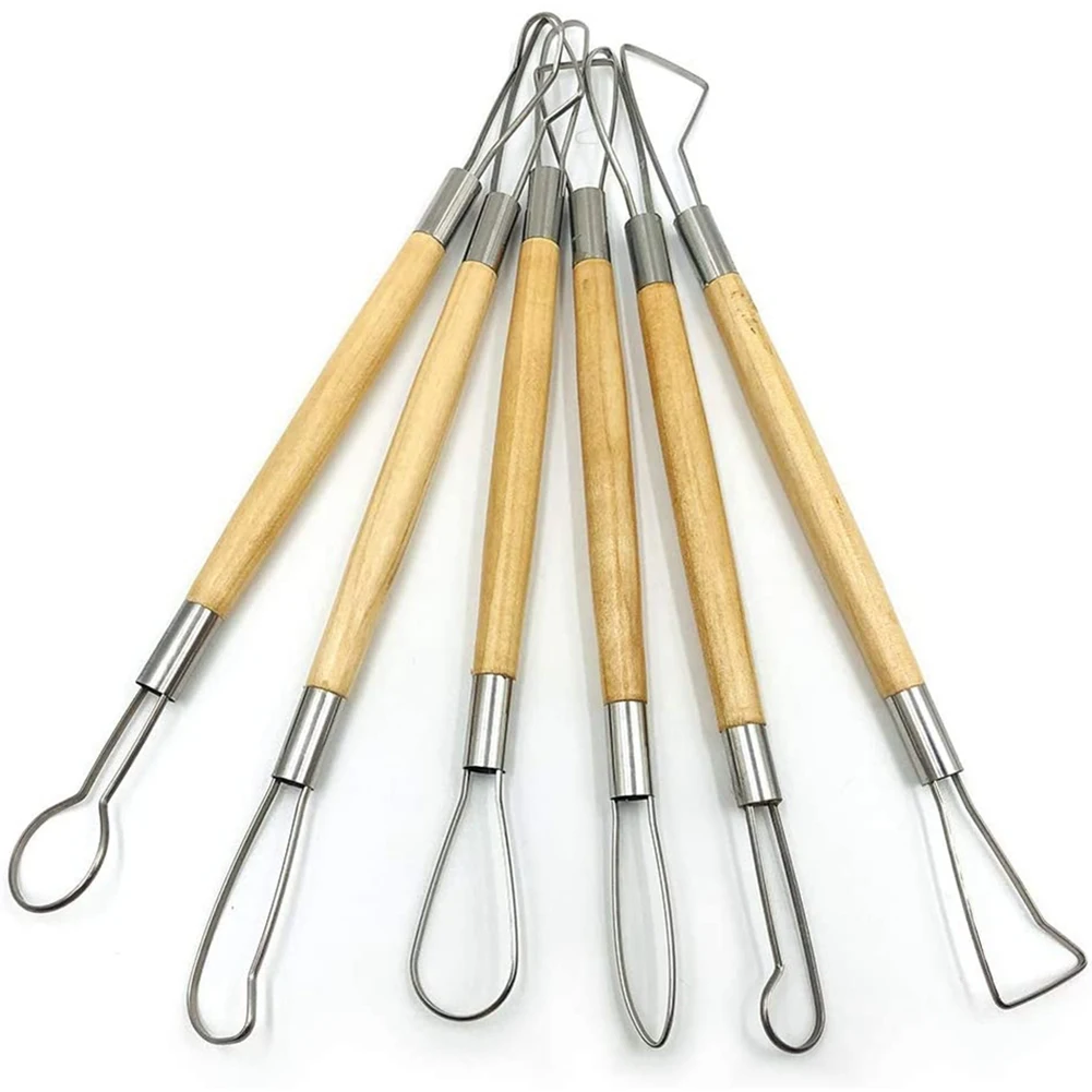 Herramientas para esculpir arcilla de cerámica, 22 Uds. Herramientas para tallar cerámica con mango de madera, raspador de Metal y herramientas para dar forma a la arcilla plástica