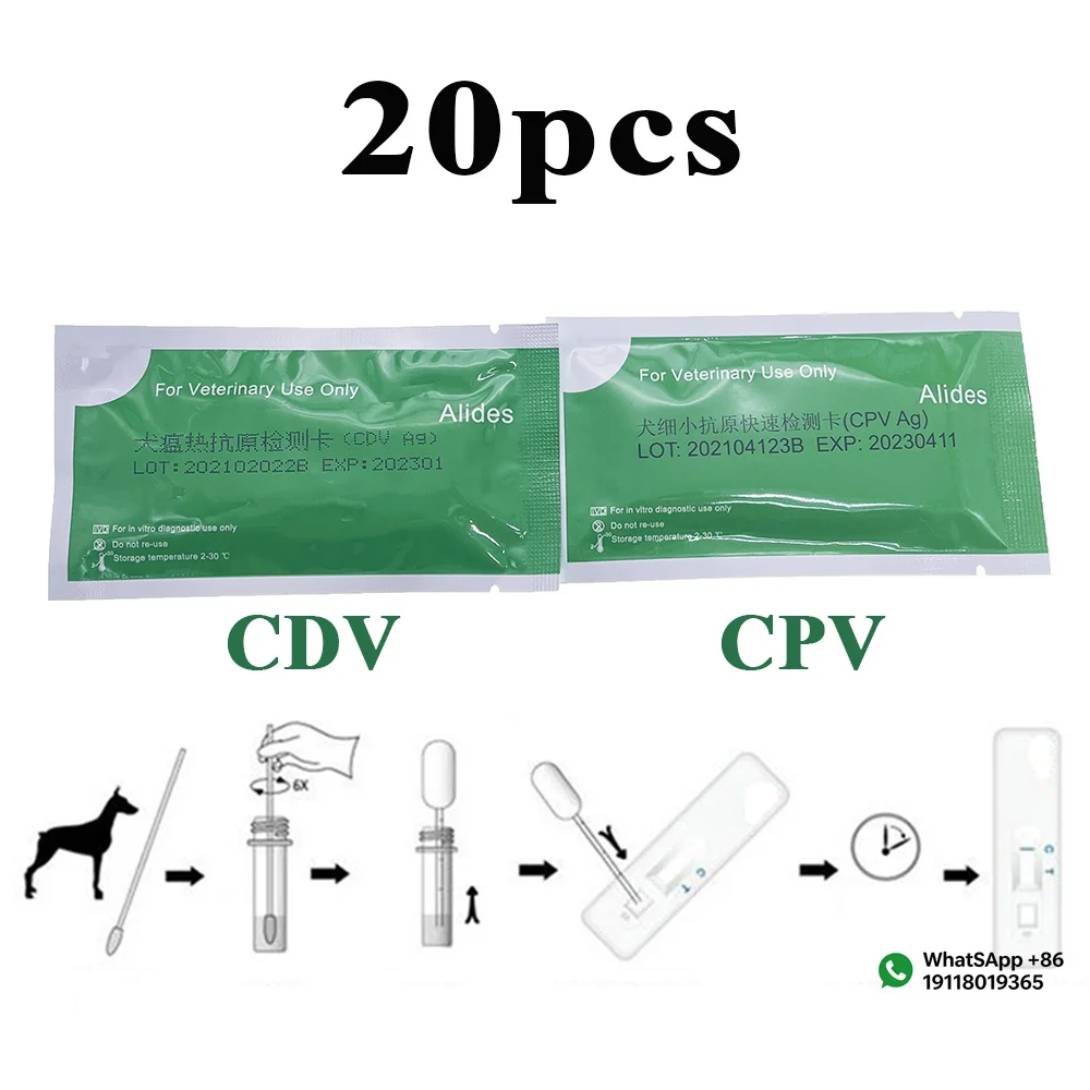 Applicable to Pet Dog Canine CDV CPV Rapid Test Kit Parvovirus Distemper Virus Early Detection Card Home Clinic High Accurate 20