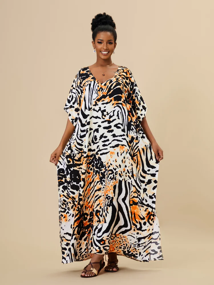 Robe de plage à imprimé africain pour femmes, Kaftans, grande taille, Cover-Up pour les maillots de bain, vêtements de plage, livraison directe