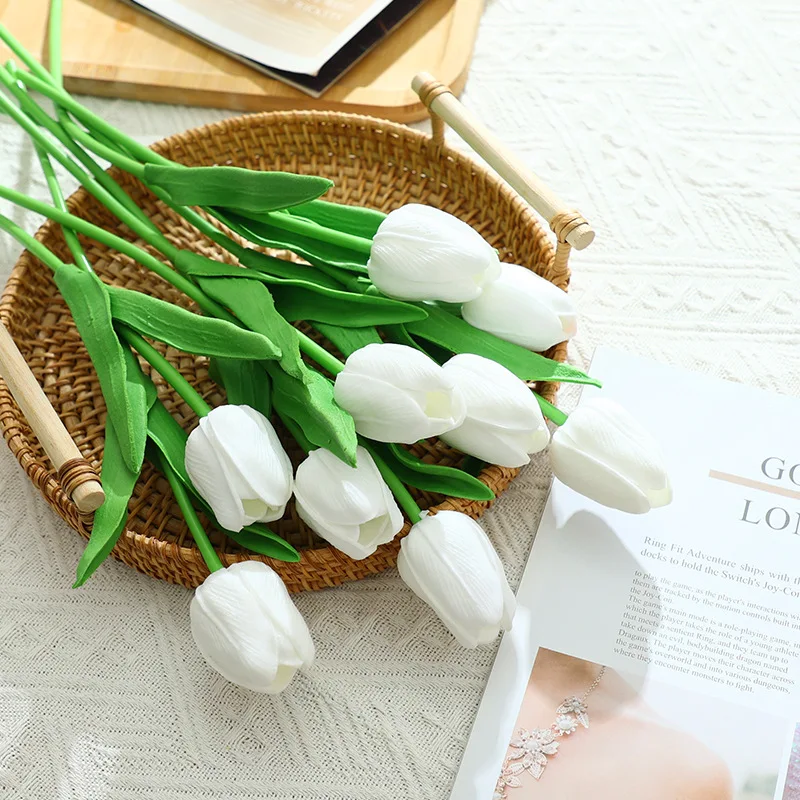 10Pcs Tulip Bouquet Artificial Flowers Real Touch PE Tulips Fake Flowers For Wedding Party Decoration Home Garden Decor