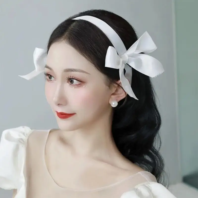 195E Elegante fascia con fiocchi nastro per abiti da sposa da sposa Splendidamente accessorio per capelli da damigella per da
