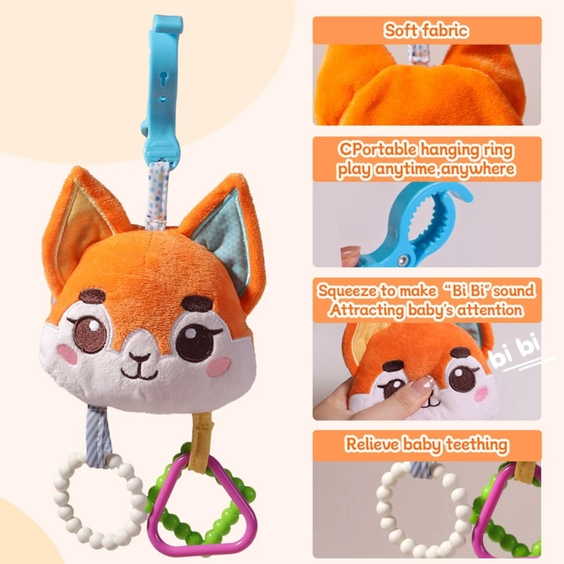 Neugeborenen Krippe Hängen Beruhigende Rassel Puppe Spielzeug Weiche Plüsch Tier Baby Kinderwagen Hängen Mobile Glocken mit Spiegel Pädagogisches Spielzeug