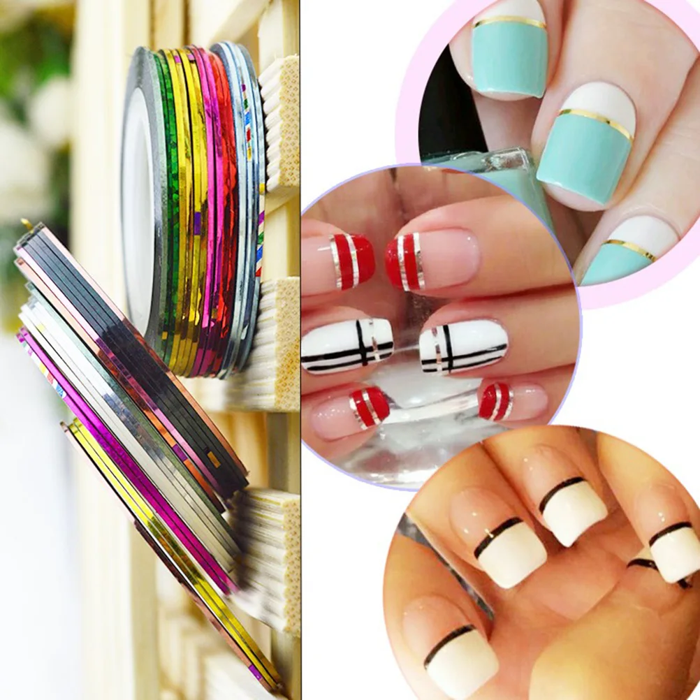 52 Rolls Shining Nail Line Tapes Stickers for DIY Art Craft Supplies Press On Nails Stripe Self Adhesive Various Colors Manicure
