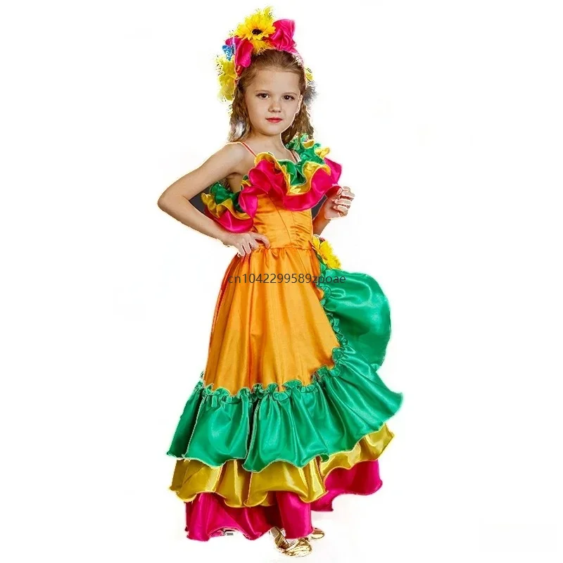 Flamenco spagnolo Rumba Samba Costume da ballo Ballerino brasiliano Ragazzi Ragazze Costume Cosplay Ragazzo Carnevale Abito Body Set