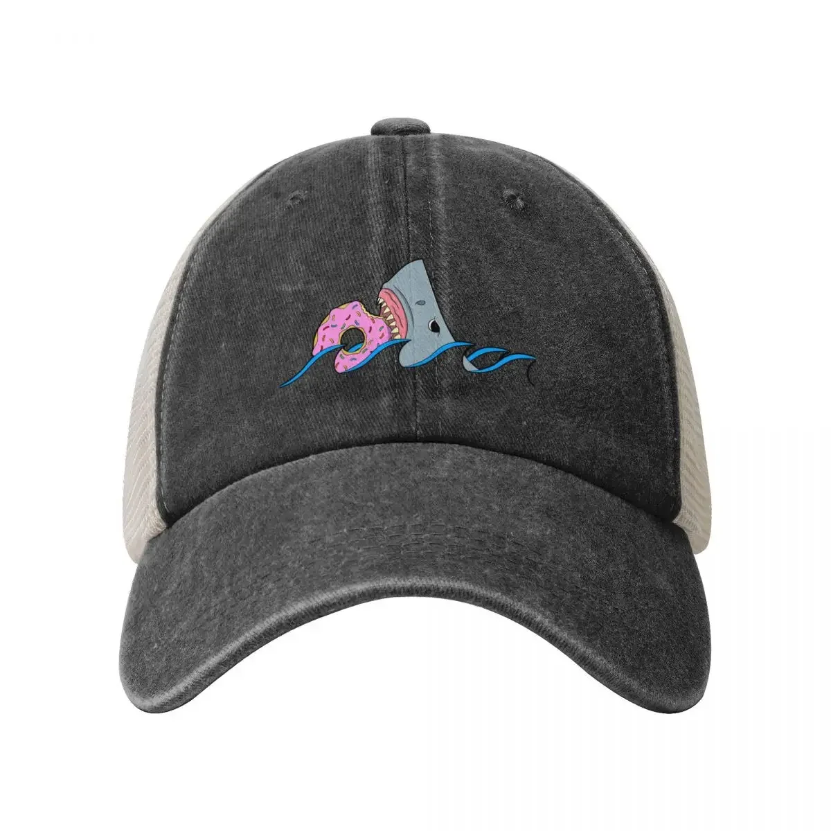 I eat what I want | Great White Shark eating a donut Baseball Cap Hip Hop New Hat Golf Wear Big Size Hat Caps Male Women's