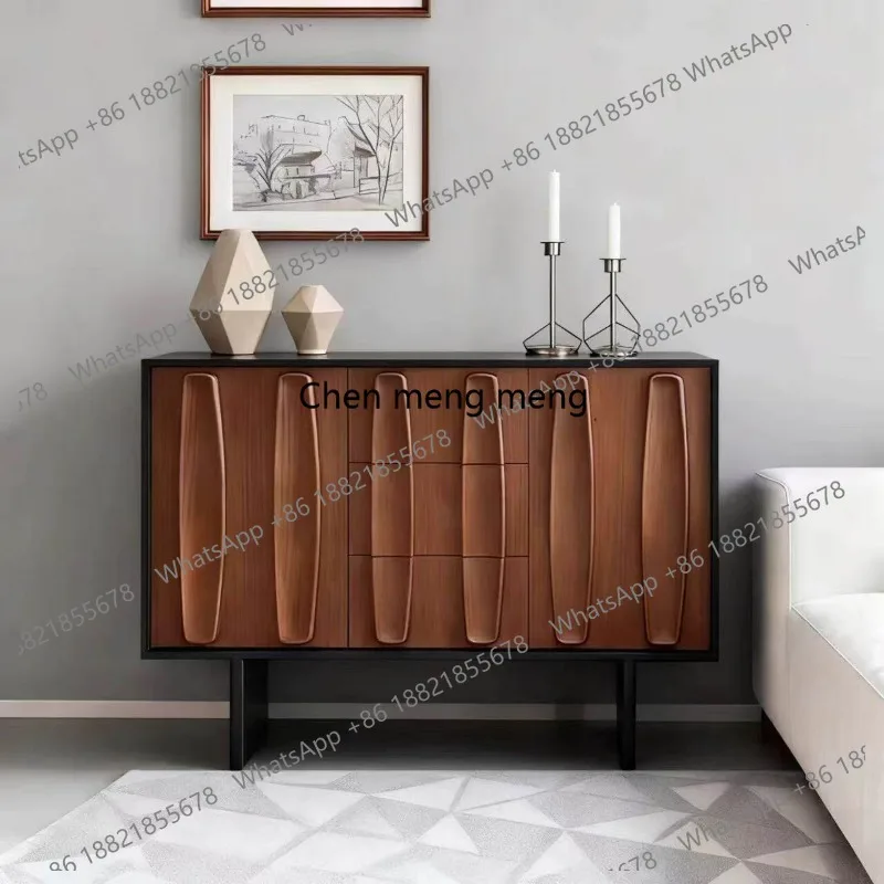 

Medieval style solid wood sideboard, designer living room storage cabinet, retro entryway storage cabinet, against the wall