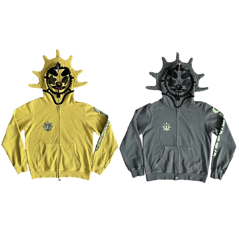 

Glo Gang Renegades Full Zip Hoodie Cartoon Print Zipper Hoodie Straight Leg Fit Spring Autumn Youth Faion Hooded Sweatirt