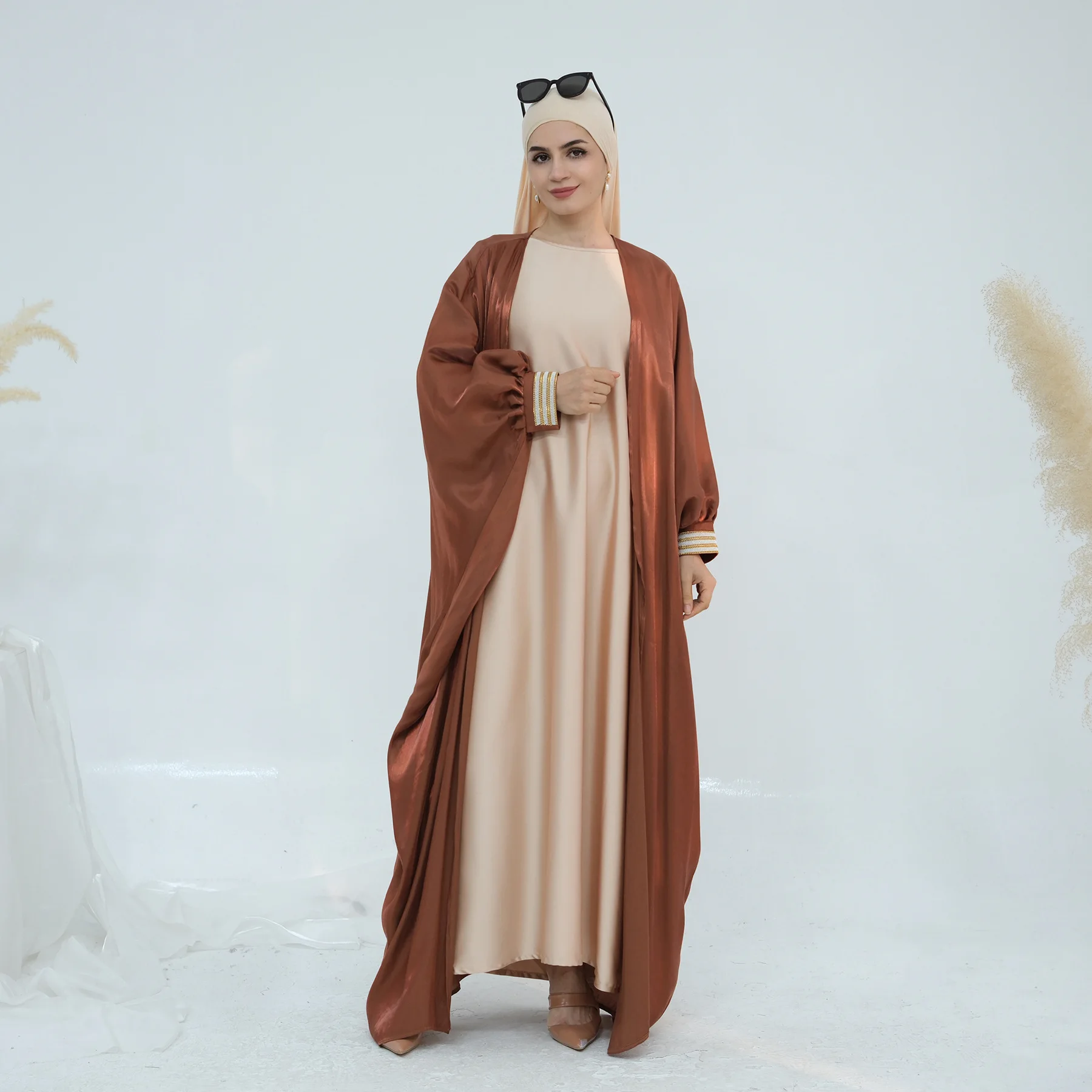 Point ouvert Ramadan mode musulmane Abaya femmes manches chauve-souris vêtements d'extérieur caftan robes islamiques dubaï Robe saoudienne Robe turque