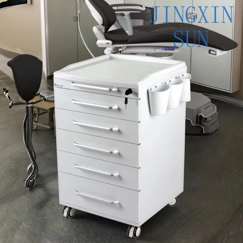Modern designed 5-drawer removable stainless steel dental cabinet for use in hospital laboratories and workshops