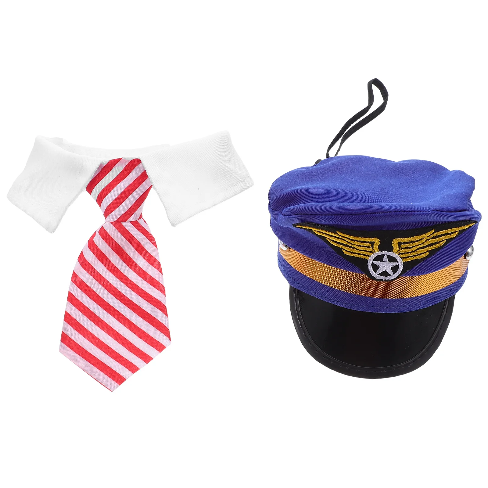 

1 set Embroidered Pilot Hat For Dogs Cats Pet Captain Headwear With Necktie Set Lightweight Comfortable Fit For Christmas