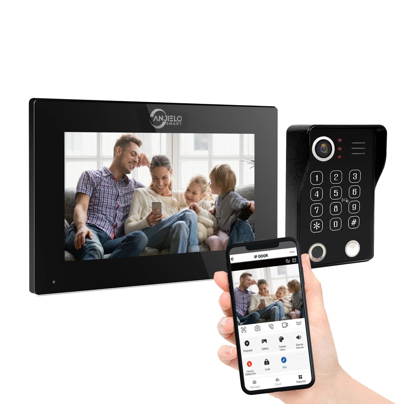 Tuya 10 Inch Video Intercom Doorphone Touch Screen with Wired Doorbell 1080P 148° APP Password Fingerprint Card Swipe Monitor