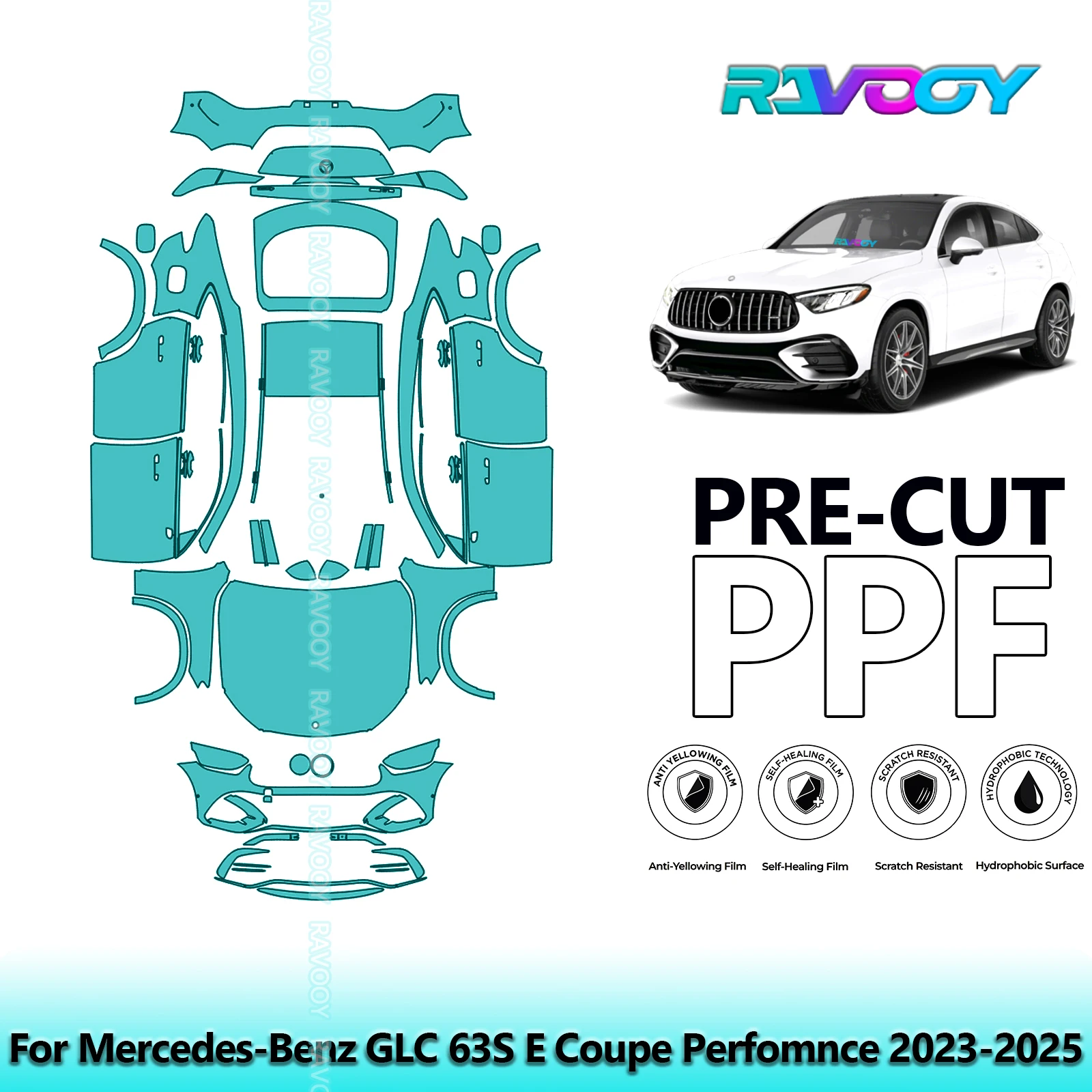 

Full Vehicle Clear Bra Precut PPF Paint Protection Film For Mercedes-Benz GLC 63S E Coupe Perfomnce 2023-2025