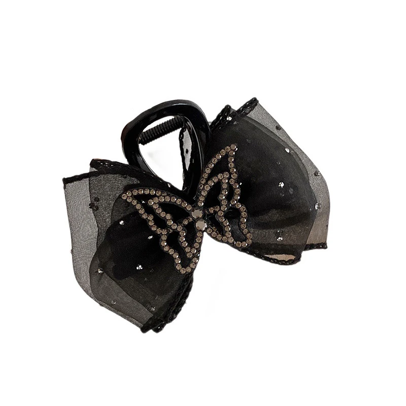 Rhinestone Butterfly Grab Clip For Women Temperament Elegant Mesh Hair Clip Fashion Hair Accessories image 6