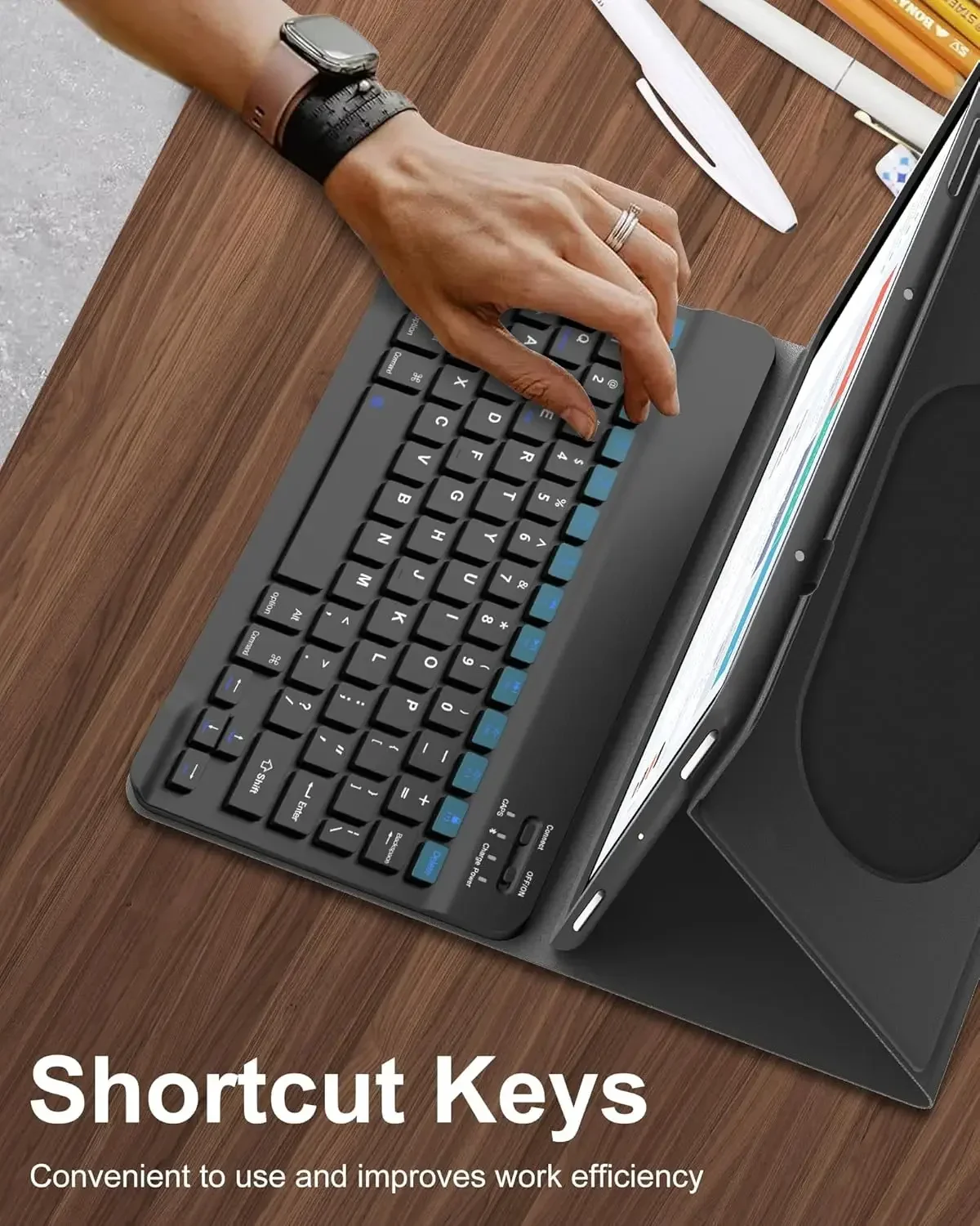 Rounded Keyboard Case for HONOR MagicPad 13inch Tablet Wireless Detachable Circular Key Keyboard Cover with Pen Holder