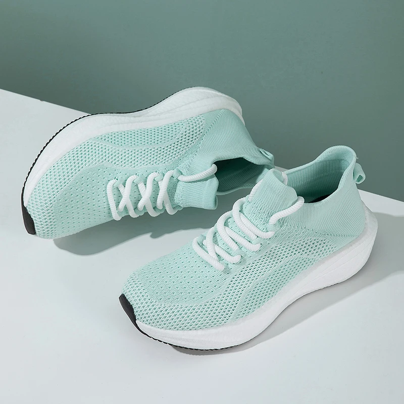 Athletic Dynamic Outline Unisex Mesh Running Sneakers Sport Curved Shape Breathable Mesh Flexible Outsole Daily Training Sport