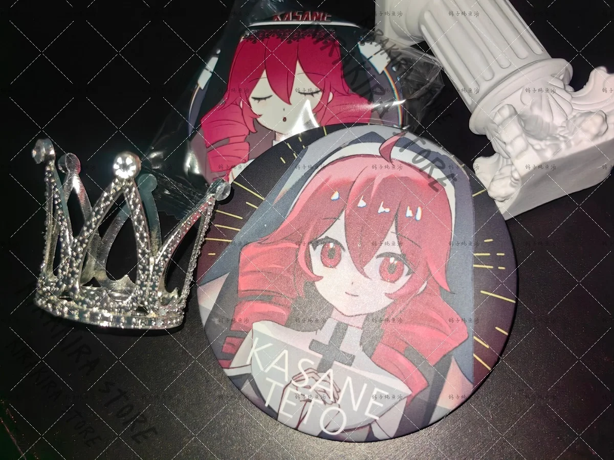 

Kasane Teto Nunhood Series Badge Anime Brooch Acrylic Standing Plate Cosplay 58mm Emblem Tinplate Collect Breastpin Set Gifts