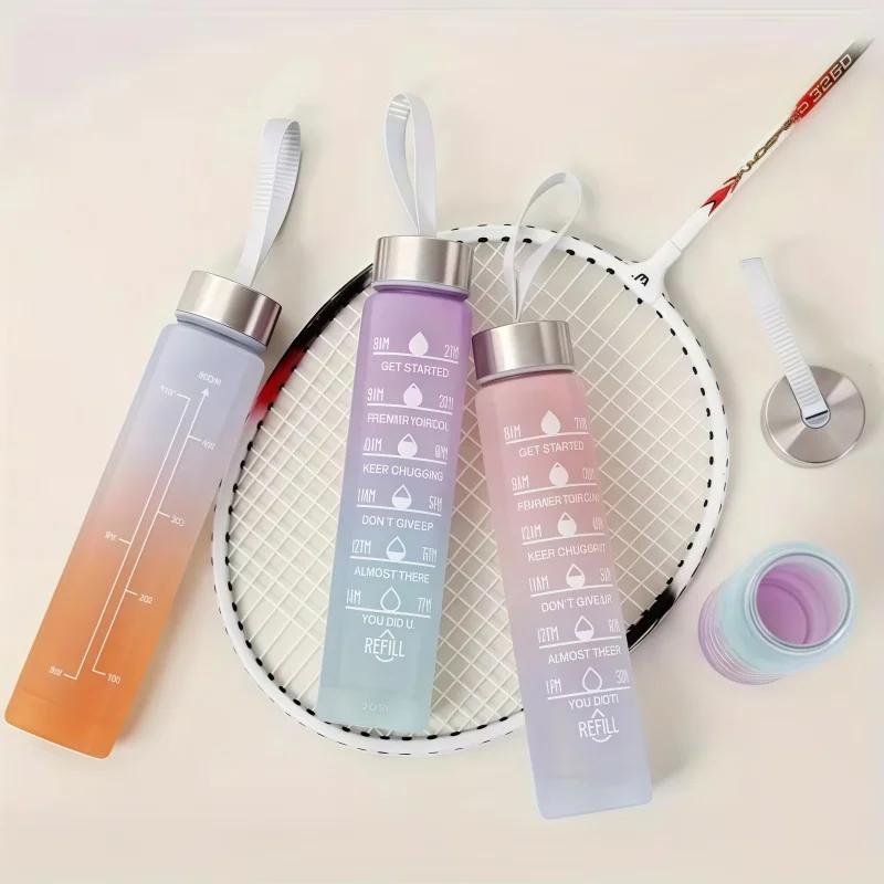 300 مللي/750 مللي/2 لتر 3 في 1 زجاجة ماء تحفيزية الرياضة زجاجة ماء مانعة للتسرب زجاجات الشرب في الهواء الطلق السفر الصالة الرياضية اللياقة البدنية أباريق