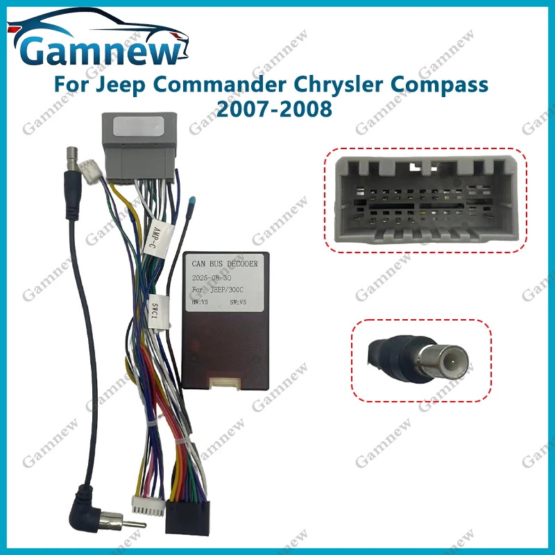 Car 16pin Wiring Harness Adapter Canbus Box Decoder Android Power Cable For Jeep Commander Chrysler 300C Pacifica