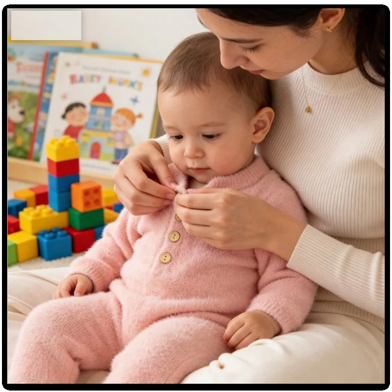 

Mink Plush Cute Bear Footed Jumpsuit for Newborn Baby Winter Romper 100 Days Outfit