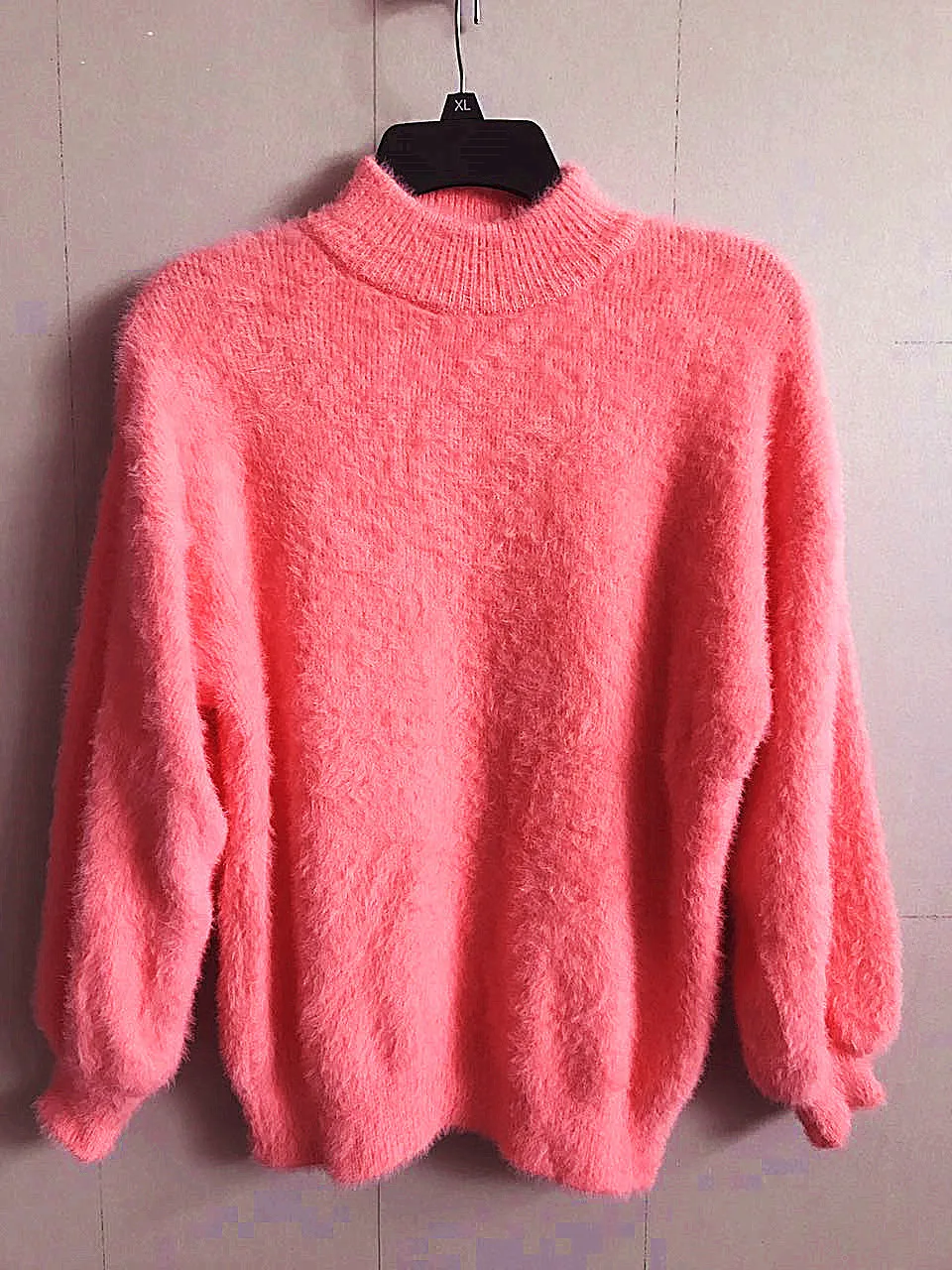 2023 Mohair Thicken Turtleneck Sweater Autumn Winter Sweet Fashion Lantern Sleeve Casual Solid Color Pullover pull femme