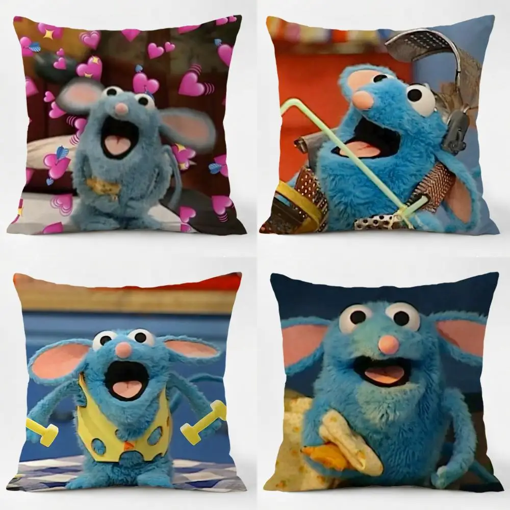TV Blue Mouse T-Tutter Cushion Cover Daily Washable Linen Pillowcase Soft  for Sofa Bed Home Room Decor