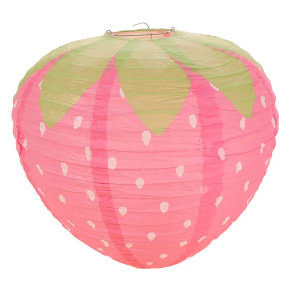 3D Pink Strawberry Lantern Special-shaped Handheld Paper Lantern Sweet Cute Ornament Hanging Lantern Ball DIY Kindergarten