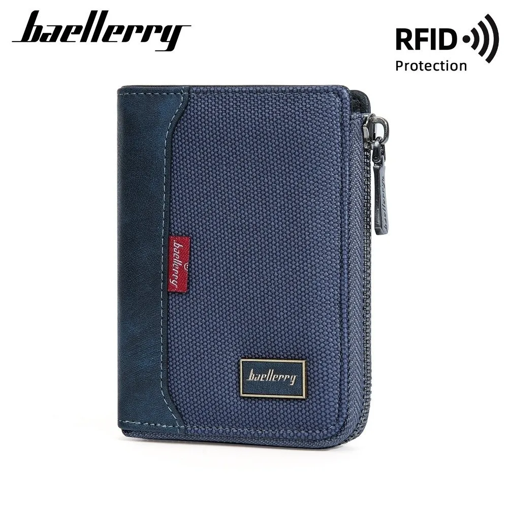 محفظة رجالية من جلد البولي يوريثان بسعة كبيرة ومتعددة الوظائف وحقيبة بطاقات قصيرة وسحاب مربع وإغلاق وحامل بطاقة الائتمان للاستخدام اليومي #4