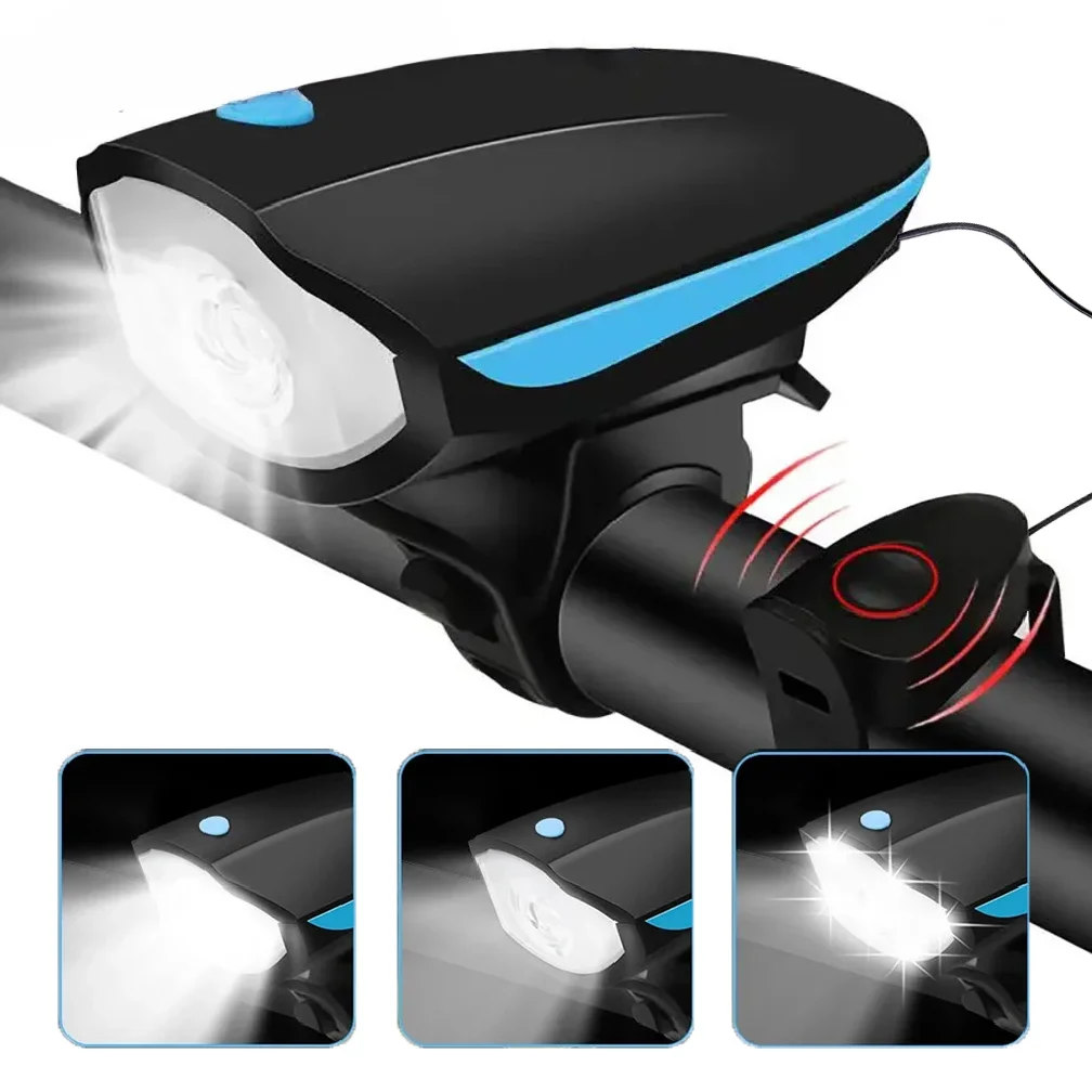 

Bicycle LED Head Light with Horn Speaker 3 Modes Bicycle Front Light with remote control Rechargeable MTB Cycling Bike Bell Lamp