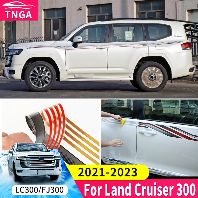 For Toyota Land Cruiser 300 2022  2021 Body Color Bar Sticker LC300 J300 Appearance Modification Waistline Pattern Color Stripes