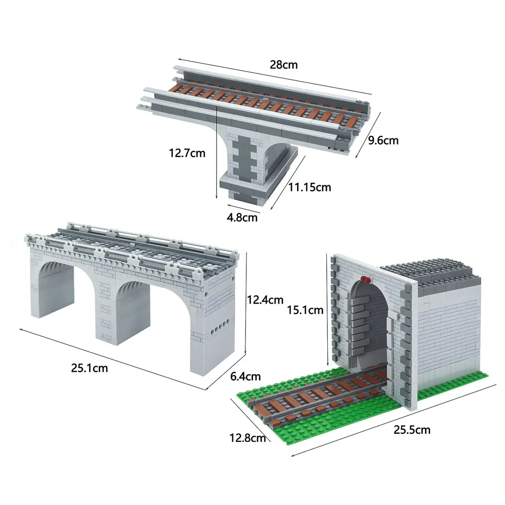 MOC Train Tunnel Exit Entrance Model Set City Train Container Oil Tank Kits Mountain Railway Track Traffic Lights Leduo Block