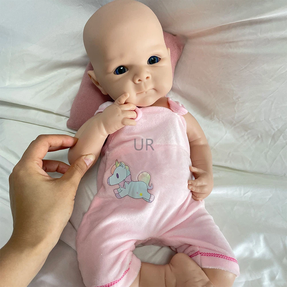 19 pulgadas sin pintar 100% silicona platino pura muñeca de renacimiento bricolaje en blanco bebé recién nacido con ojos azules regalo de la colección del pintor