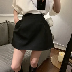 Sexy High Waist Wild Faldas Jupe Short Puffy Pocket Black Skirts for Women  Y2k White Casual Suit Skirt Work Style Chic