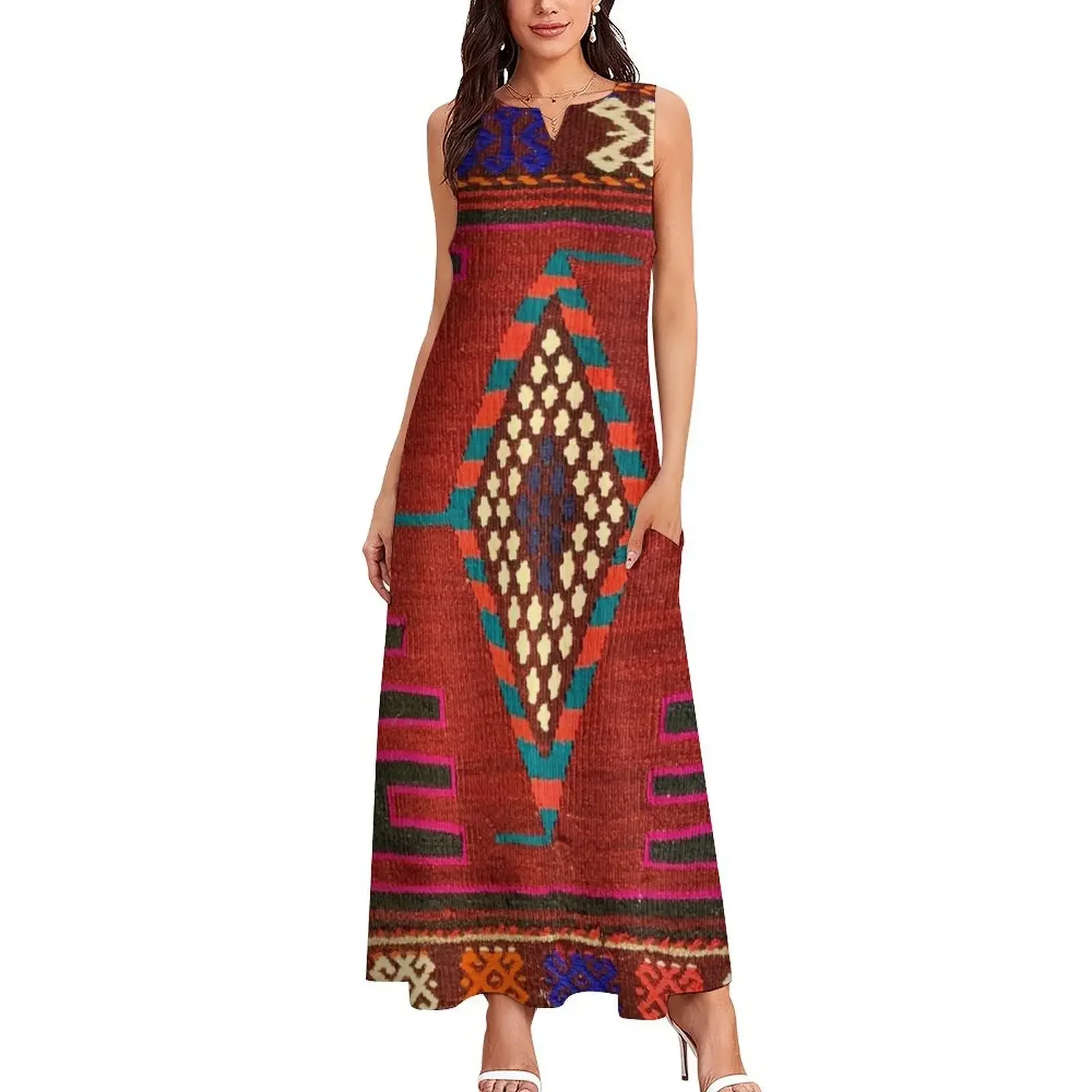 Decorative Kilim, Navaho Weave, Woven Textile Long Dress wedding dresses for woman Casual dresses sexy dress prom dresses Dress