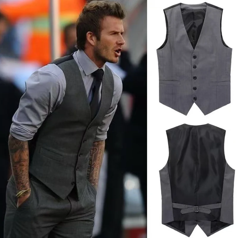 

Men's Slim Fit Formal Suit Vest Spring Autumn Professional British Style Groomsmen Vest Male Casual Sleeveless Waistcoat Jacket