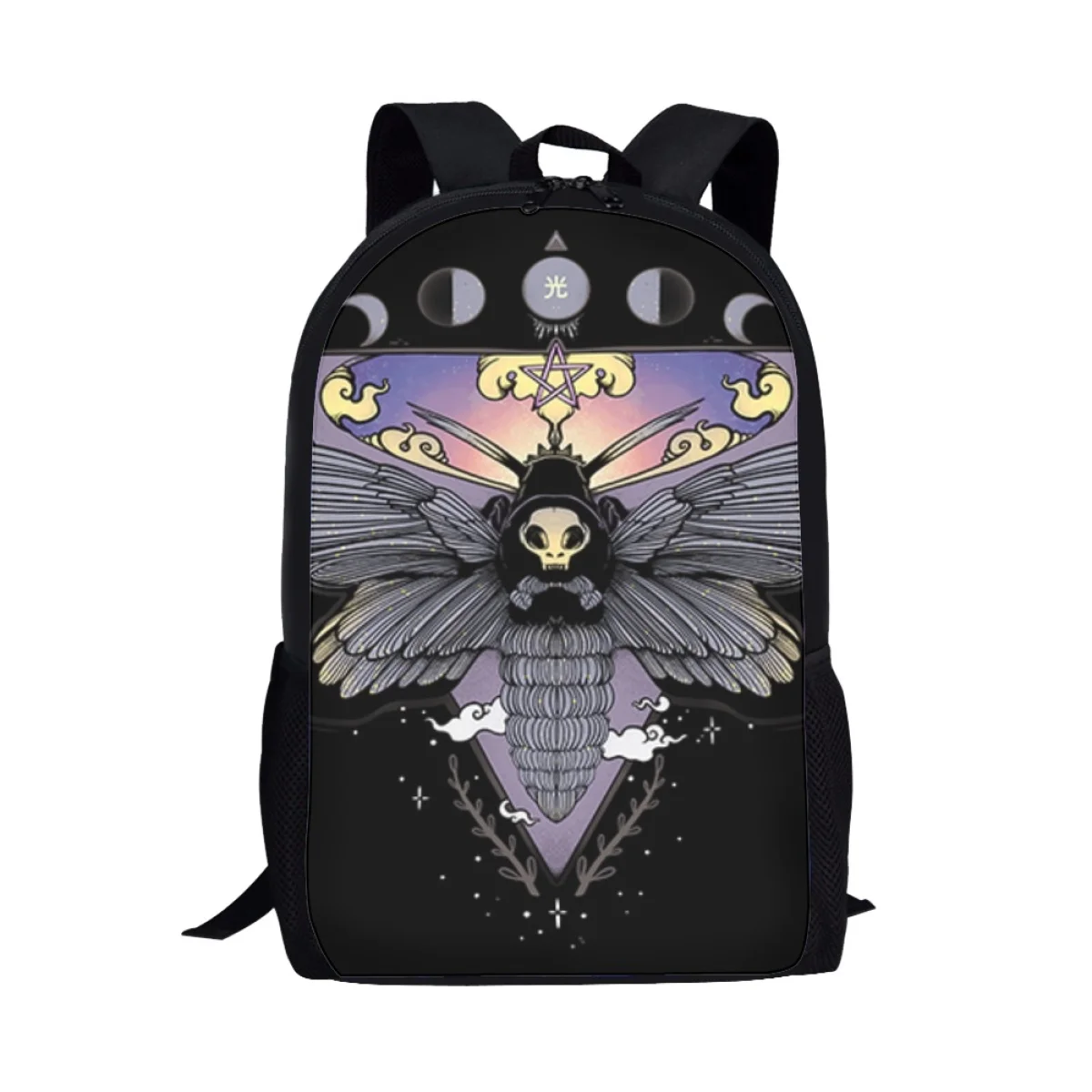 Anime Death Moth Pattern Spirit Board School Bags para meninos, alunos primários, mochila de moda, saco de viagem casual infantil