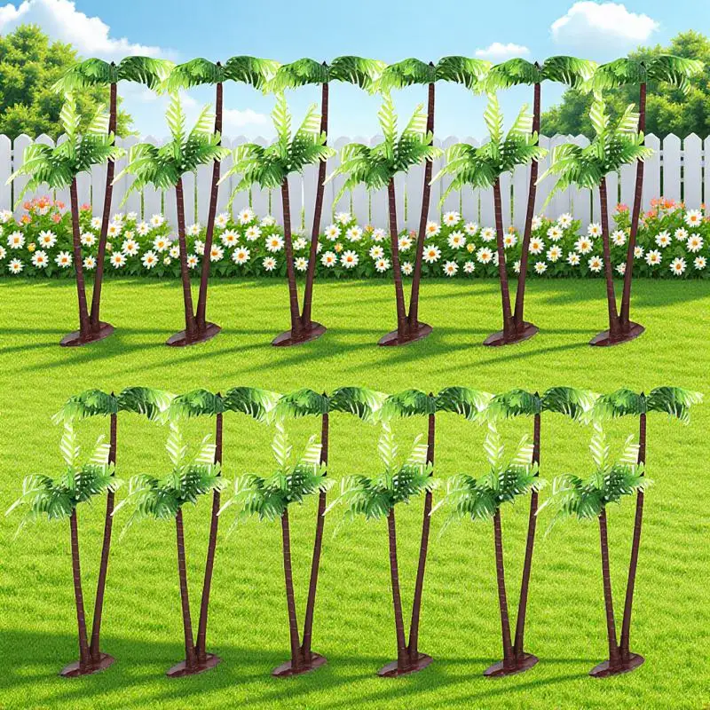 

12Pcs Plastic Coconut Palm Tree Miniature Plant Pots Micro Landscape DIY Mini Garden Decoration Bonsai Craft