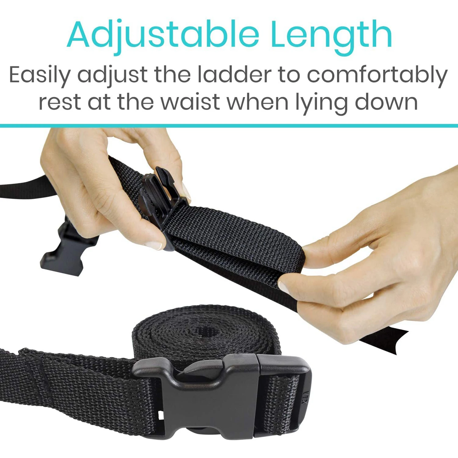 Black Bed Ladder Pull Up Assist for Elderly Senior,Padded Hand Grip,Adjustable Length Ladder Design